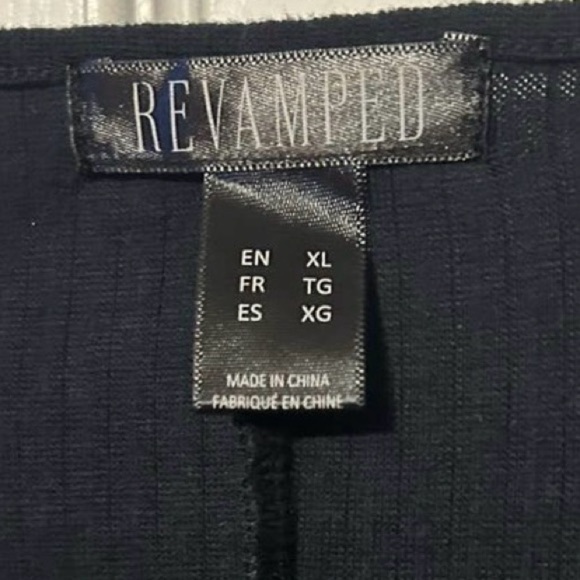 Revamped Black Long Sleeve V-Neck Dress Ruched Waist Size XL Little Black Dress - Picture 7 of 9